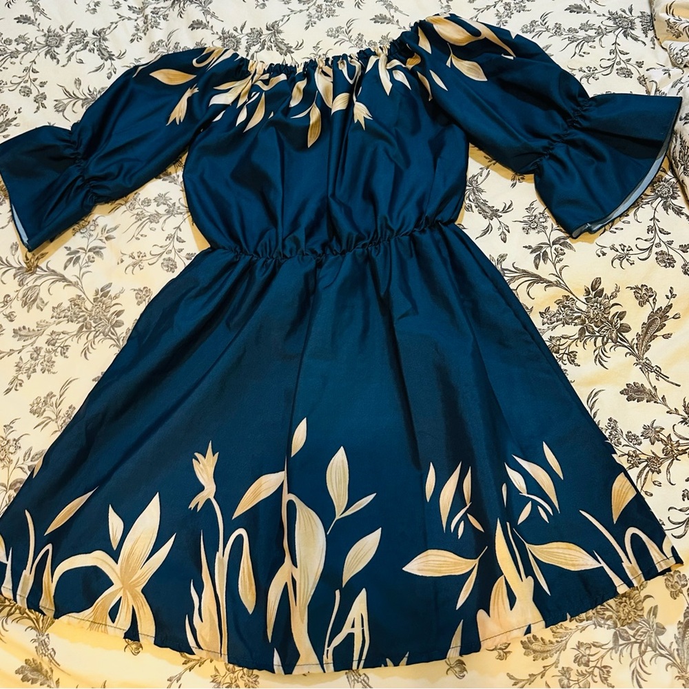 Elegant Navy and Gold womens Dress